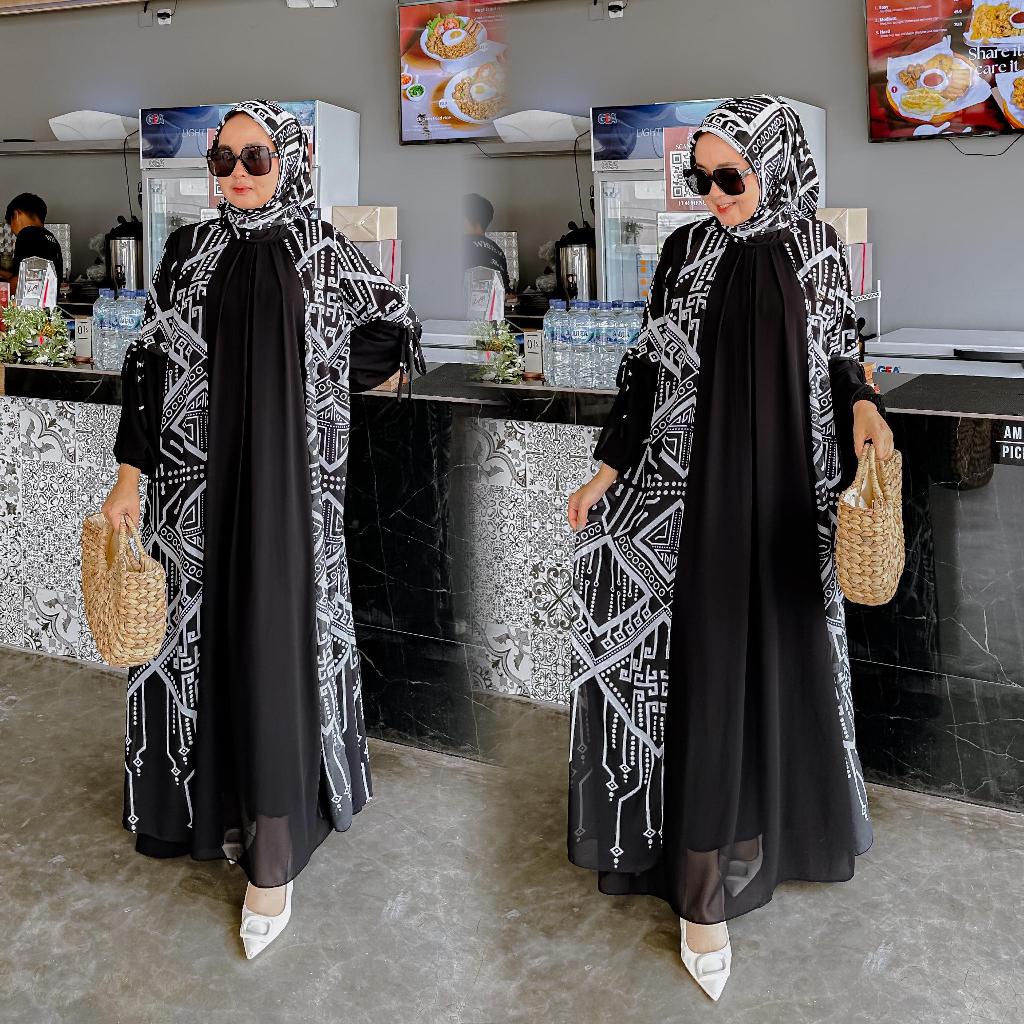 Hanna - Gamis Della Size Premium Dress muslim Fashion muslim Dress pesta dan kondangan kain Montana 