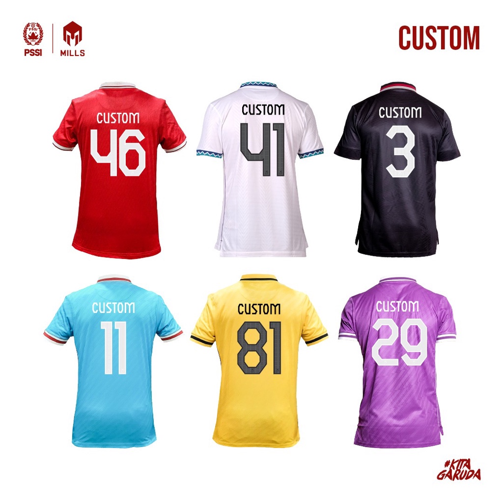 MILLS NAMESET NOMOR PUNGGUNG TIMNAS 2022 CUSTOM ( HANYA SABLON NAMA DAN NO SAJA )