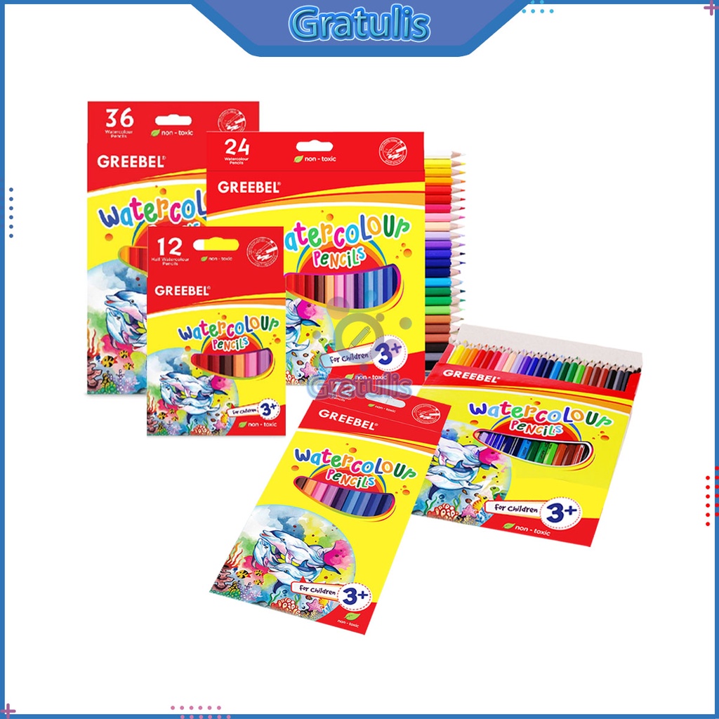 

PENSIL WARNA GREEBEL WATERCOLOUR / PINSIL COLORING NON TOXIC / PERLENGKAPAN MEWARNAI ANAK SEKOLAH