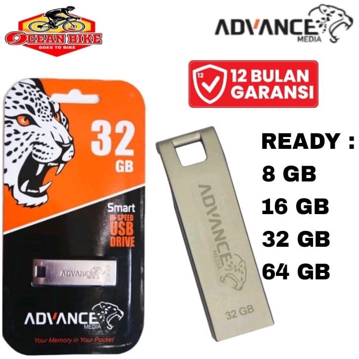 ADVANCEMEDIA Flashdisk USB 2.0 FD 8 16 32 64 GB Flash Disk Drive Metallic