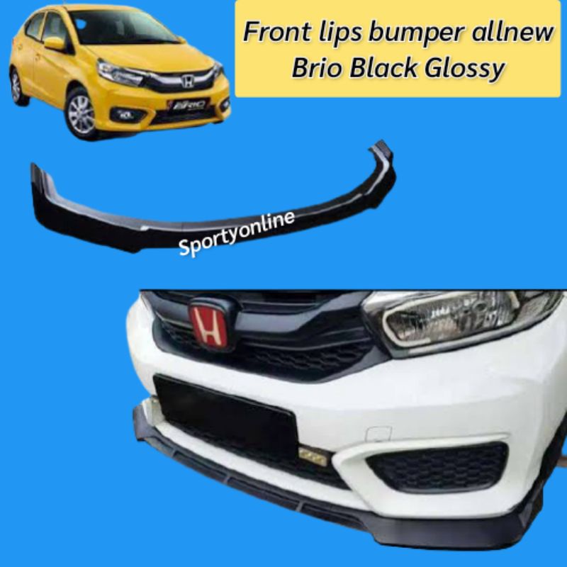 JAMINAN PERSISI  front lips bumper brio 2016-2022 black glossy isk