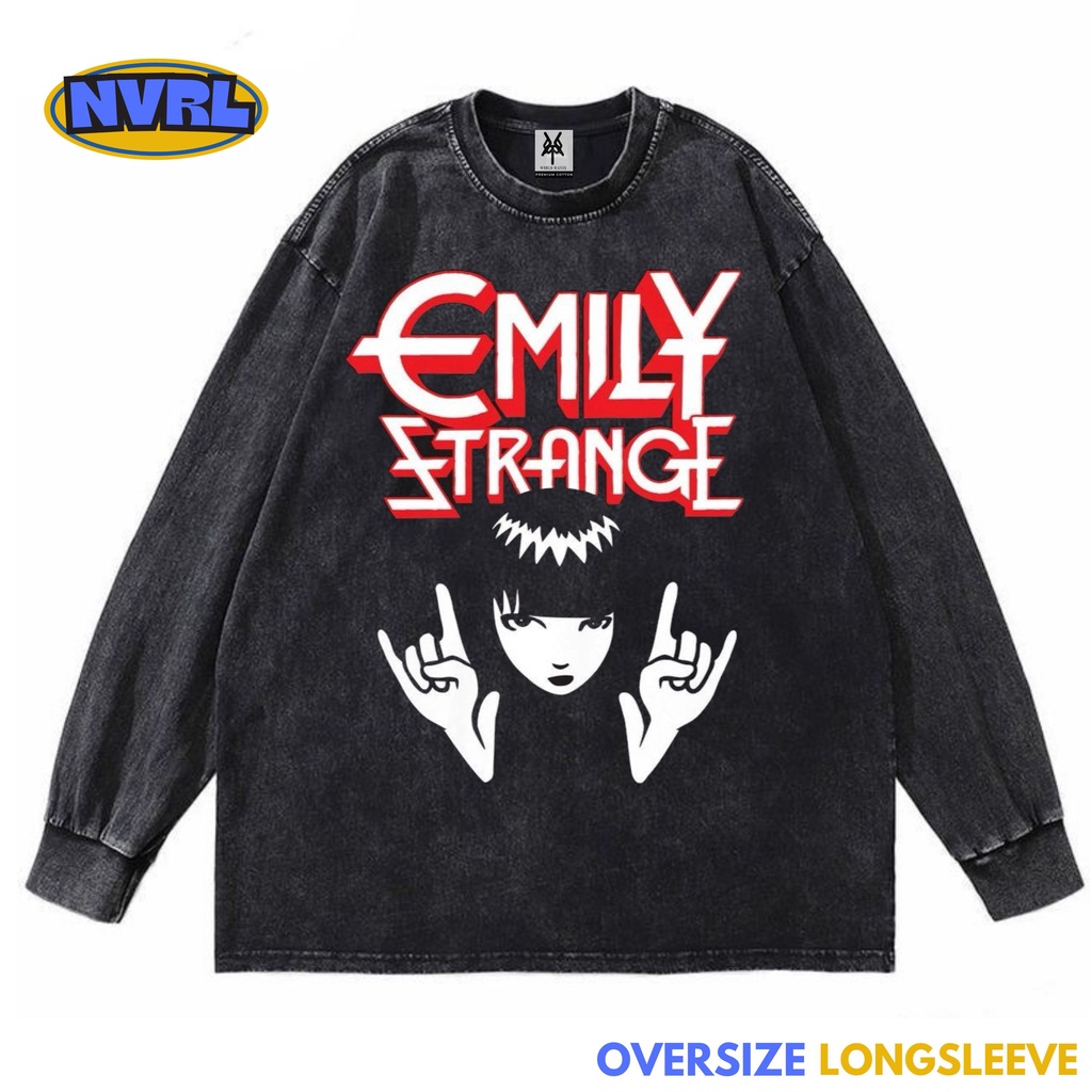Kaos oversize longsleeve emily strange metal washed washing vintage tee