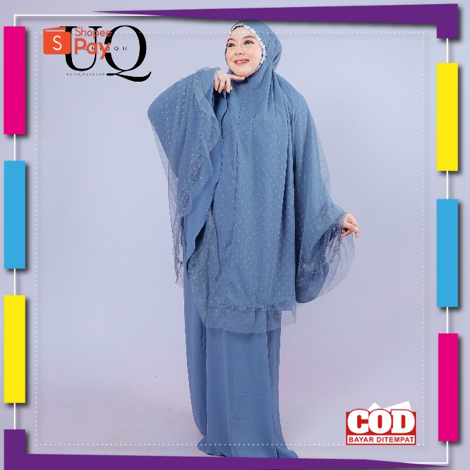 RAMADHAN SALE // SADELI - Mukena Dewasa Khalida 2in1 Jumbo Renda Tile Brokat Premium Traveling Mewah