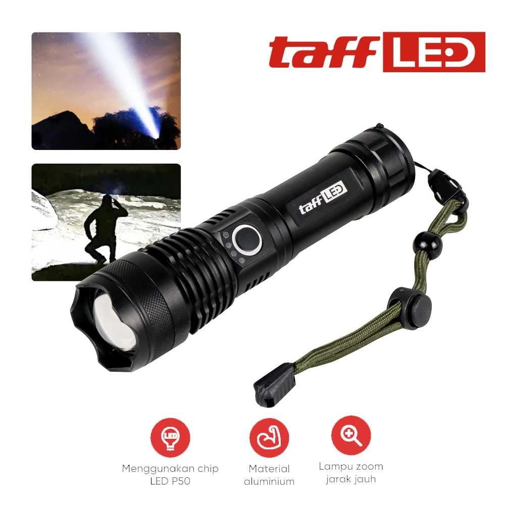 Senter LED Long Range Zoom USB Rechargeable P50