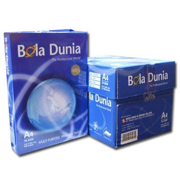 

Kertas HVS Putih / Kertas Printer / Kertas Fotocopy 70 80 gsm / A4 F4 - Bola Dunia