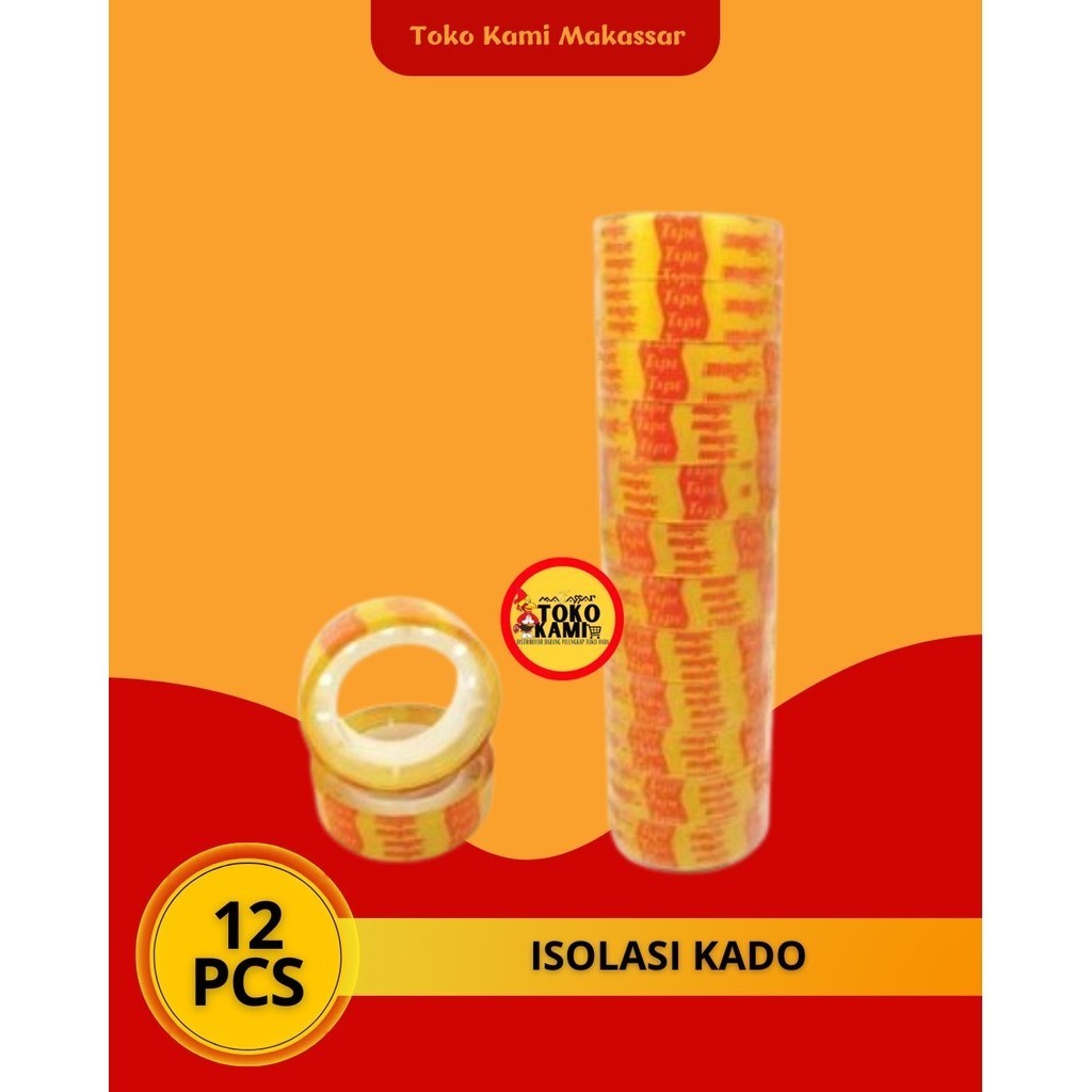 

1 Slop isi 12 pcs Selotip kado m2000 isolasi 12mm / solasi Hadiah kecil Solatip