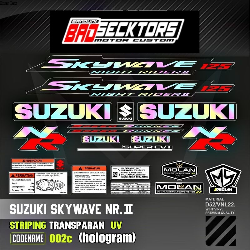 Decal Sticker Striping Variasi Transparan Uv Skywave NR 2 Speed Runner Hitam Mocca Skywave Nigt Raid