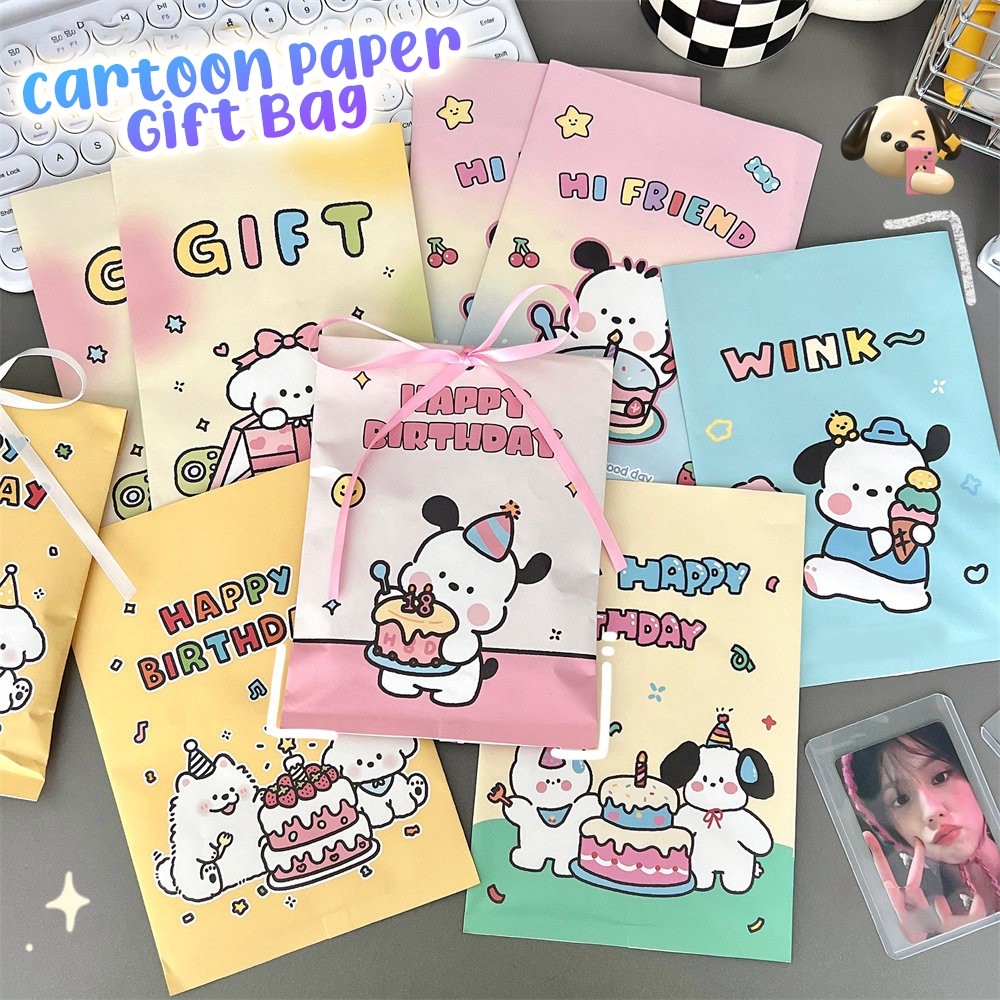 

Yoibeauty - Paperbag Gift Bag, Kantong Kertas Souvenir Hadiah Snack Tanpa Tali Tahan Minyak Motif Kartun, Goodie Bag Ulang Tahun