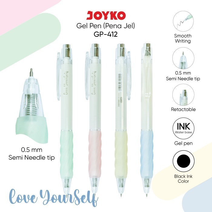 

Gel Pen GP-412 Pulpen Pena Joyko Love Yourself Gel 0.5 mm