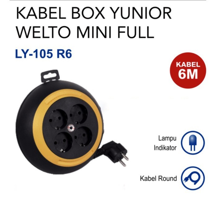 KABEL BOX WELTO MINI FULL LOYAL KABEL ROLL MINI 6 METER LY-105 R6 COLOKAN LISTRIK CAE REEL GULUNGAN