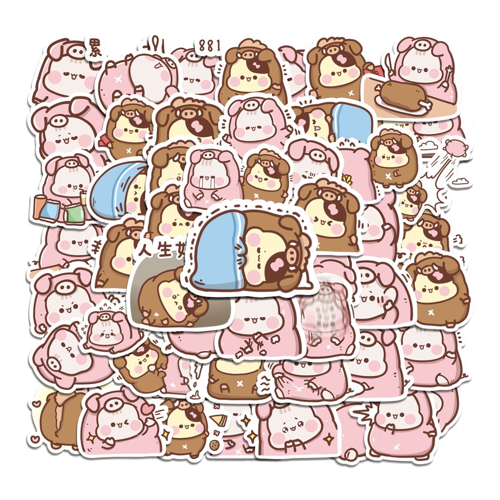 

COD 50 Pcs Stiker Sweethouse Pig Lucu Anti Air Untuk Dekorasi Notebook Sepeda Skateboard Handphone