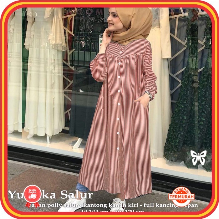 Pakaian Wanita Tunik Premium Murah Kekinian /Kemeja Tunik Panjang YUMIKA Katun Chembre XL Good Quali