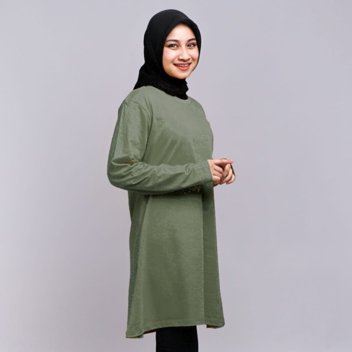 Pakaian Wanita Tunik Premium Murah Kekinian /KAOS POLOS TUNIK UNTUK MUSLIMAH BAHAN COTTON COMBED 24S