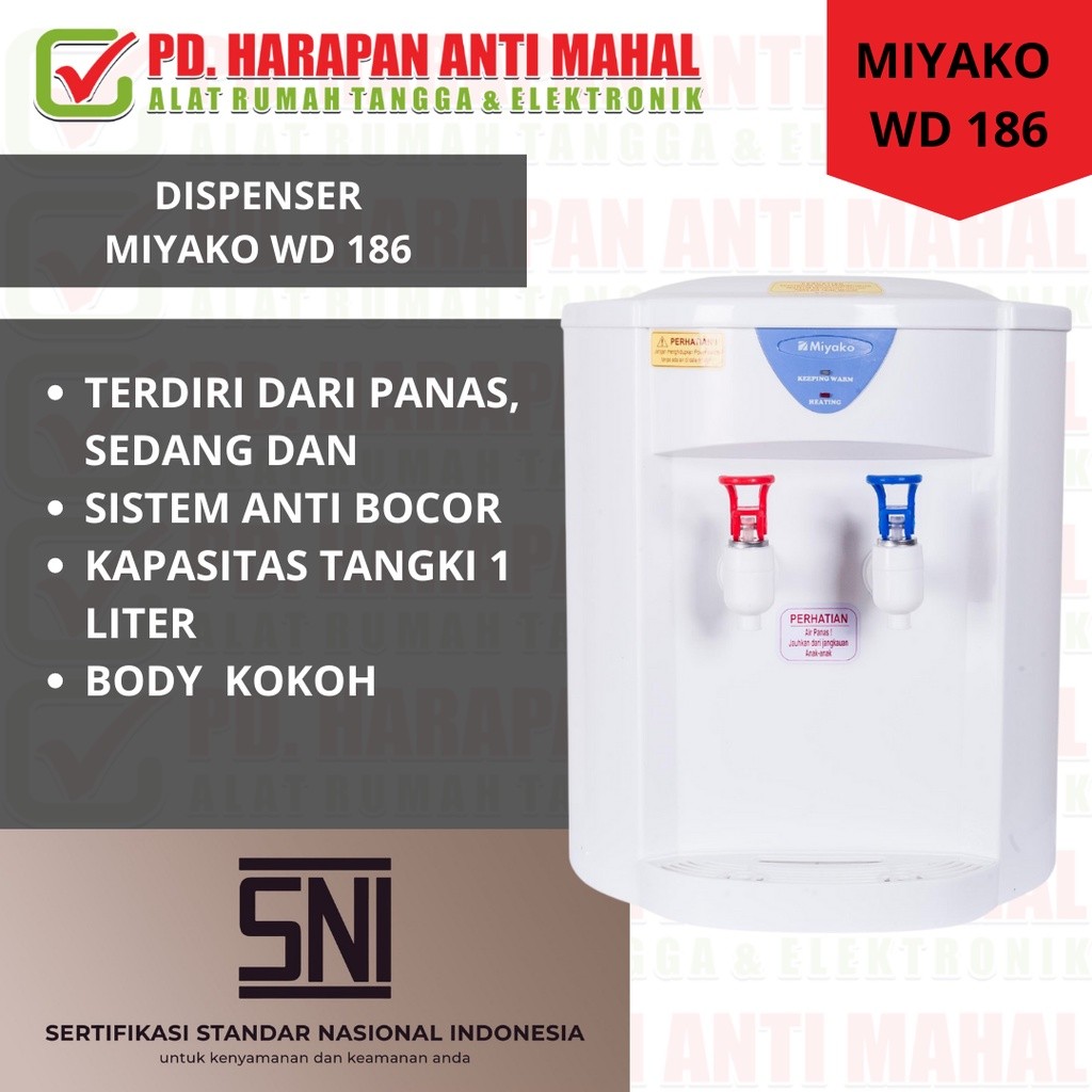 DISPENSER MIYAKO WD 186/ DISPENSER KECIL MIYAKO WD 186/ DISPENSER GALON ATAS MIYAKO WD 186/ DISPENSE