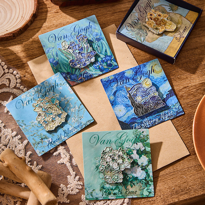 

Van Gogh Oil Painting Metal Brooch Series Creative Chest Cute Collar High-End Badge Accessories Badge Holder Accessories