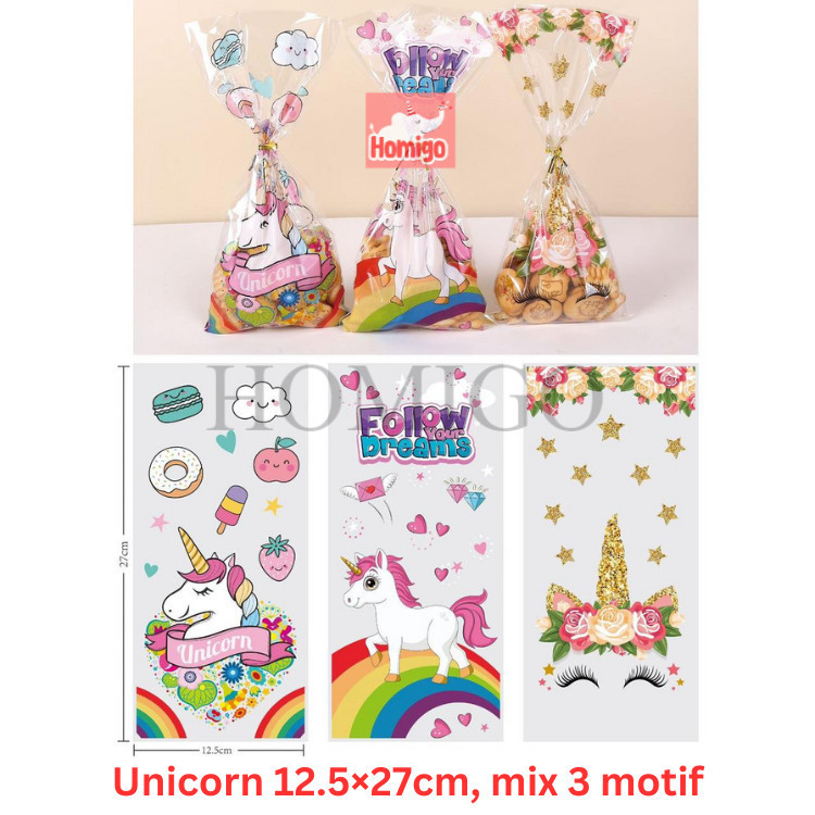 

Homigo Isi 50 lembar Plastik Unicorn Kado Hadiah Bingkisan Snack Ulang Tahun Karakter Lucu Plastik Snack Ultah Anak Cowok Cewek Ulang Tahun Plastik Biskuit Permen