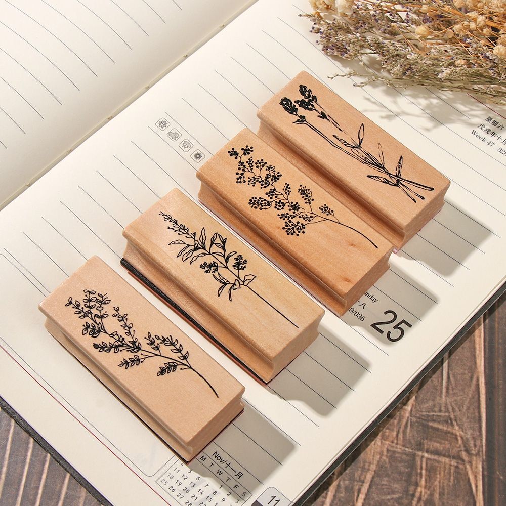 

Vintage Plants Stamp Plant & Flower Pattern Wooden Rubber Stamps DIY Scrapbooking Standard Wooden Plants Stamp
