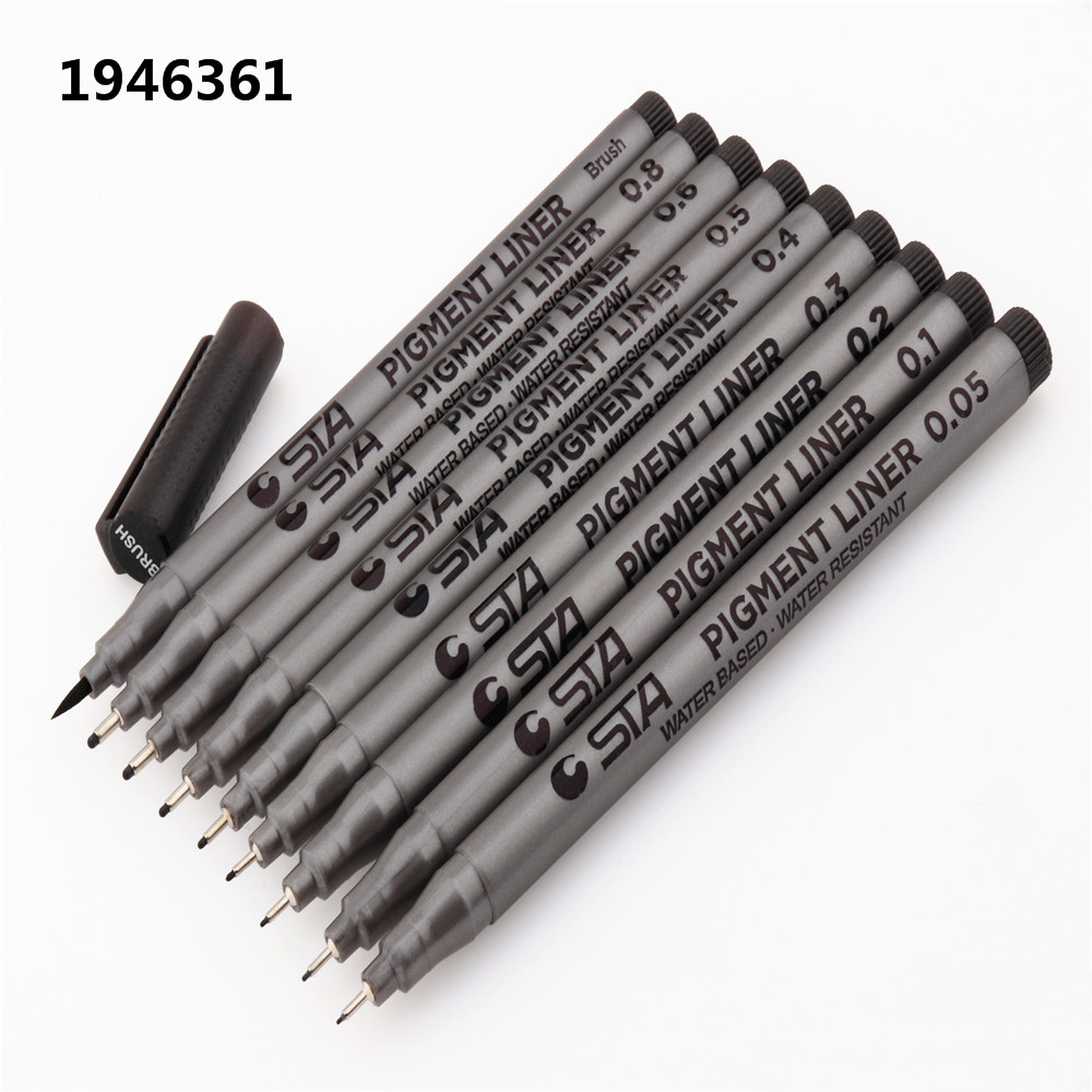 

Waterproof STA Art Markers brush pen office student School Painting Line Drawing Black fine sketch Pens art supplies