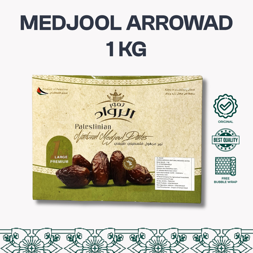 

KURMA MEDJOOL PALESTINE AL ROWAD KEMASAN 1KG MEDJOOL DATES JUMBO