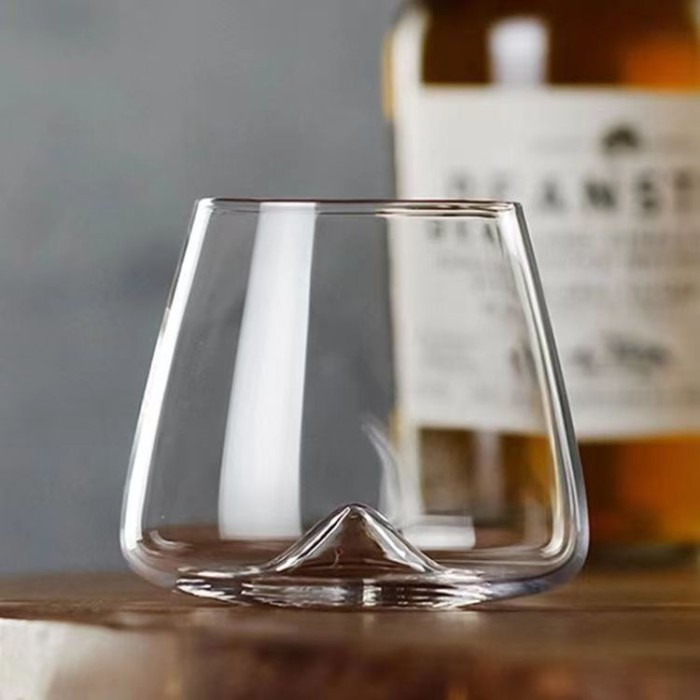 Gelas Whisky Kristal 300ml Tahan Panas – Desain Gunung Fuji Elegan, Cocok untuk Air & Wine
