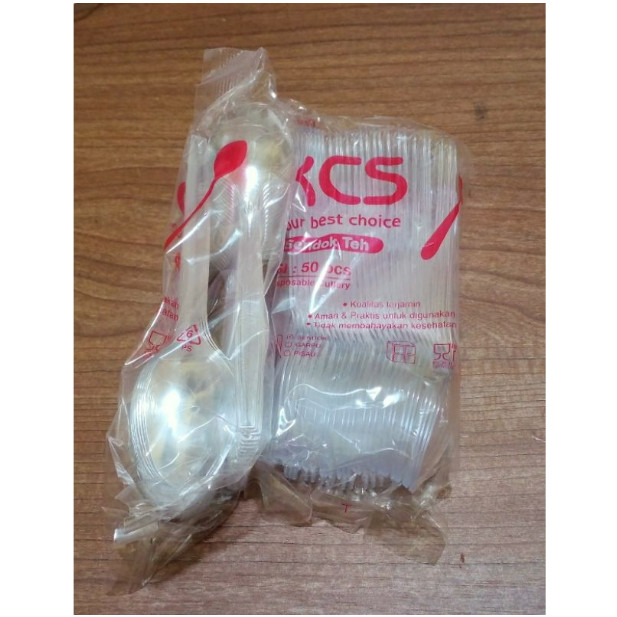 Sendok Teh Plastik KCS Bening (50 pcs) - STG Bening - Sendok Teh Tebal KCS - Sendok Es Cream