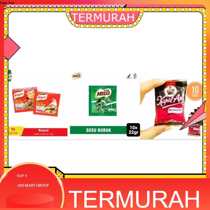 

PAKET HEMAT 3 IN 1 (1 RENTENG) ROYCO,MILO,KAPAL API