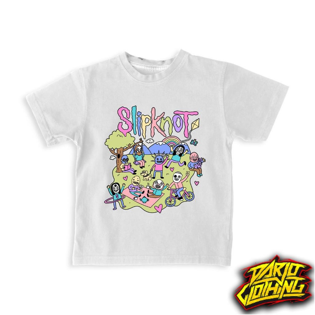 Toko Kaos Combed -  Baju Kaos Anak Band Slipknot White Terbaru