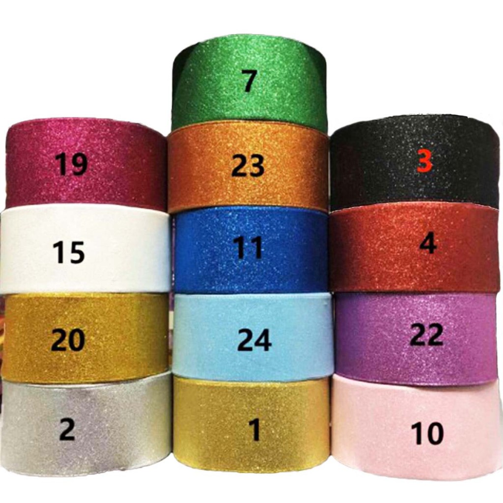 

25Yards 38mm 75mm Plain Imitated Glitter Soft Fabric Ribbon For Hair Bows Accessories welcome custom colors