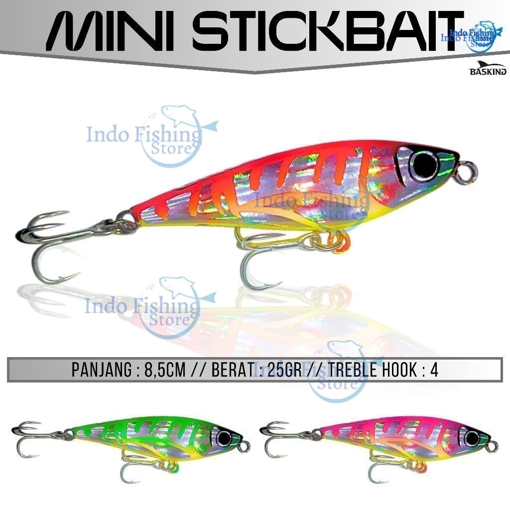 Umpan Pancing Mini Stickbait 25gr BASKING Mancing Casting Sinking Panjang 8,5cm Stick Bait Lure Term