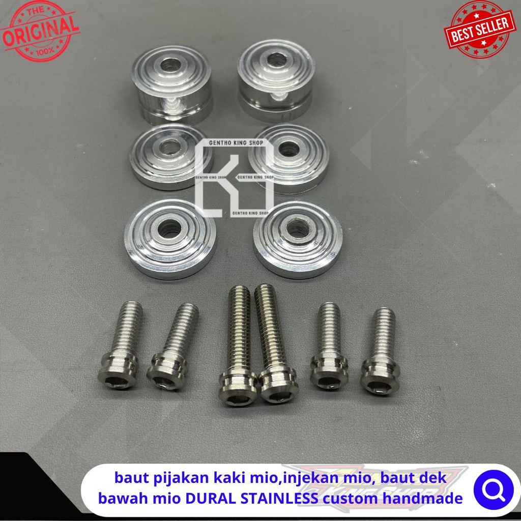 SEPAKET baut pijakan kaki mio,injekan mio, baut dek bawah mio DURAL STAINLESS custom handmade