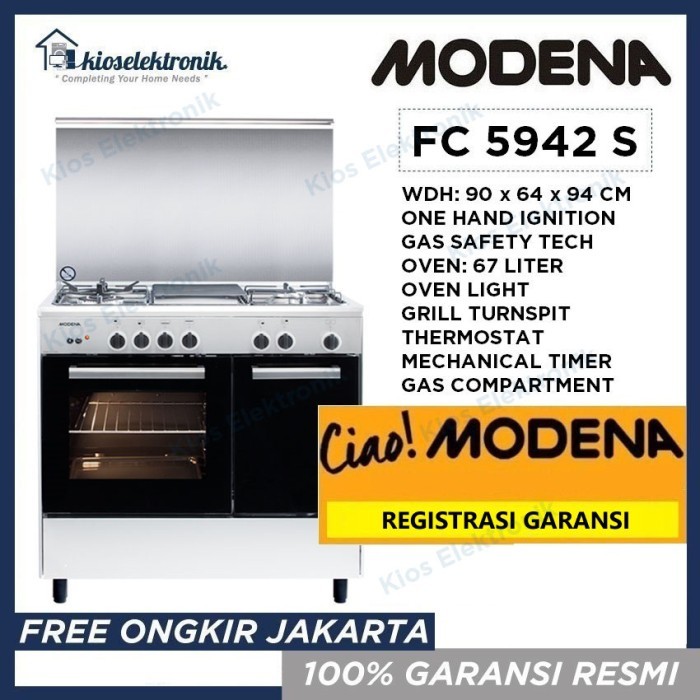 Modena FC 5942 S Free Standing Cooker - Kompor 4 Tungku Oven FC5942S