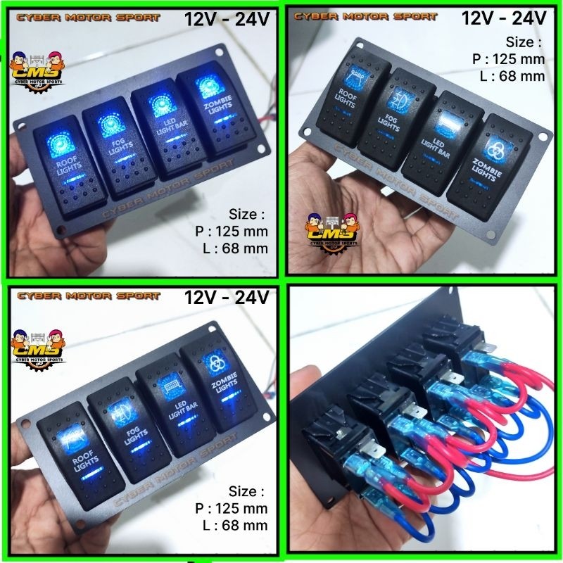 interior dashboarad mobil panel Saklar 12v 24v DC sakelar switch lampu LED drl foglamp winch headlam