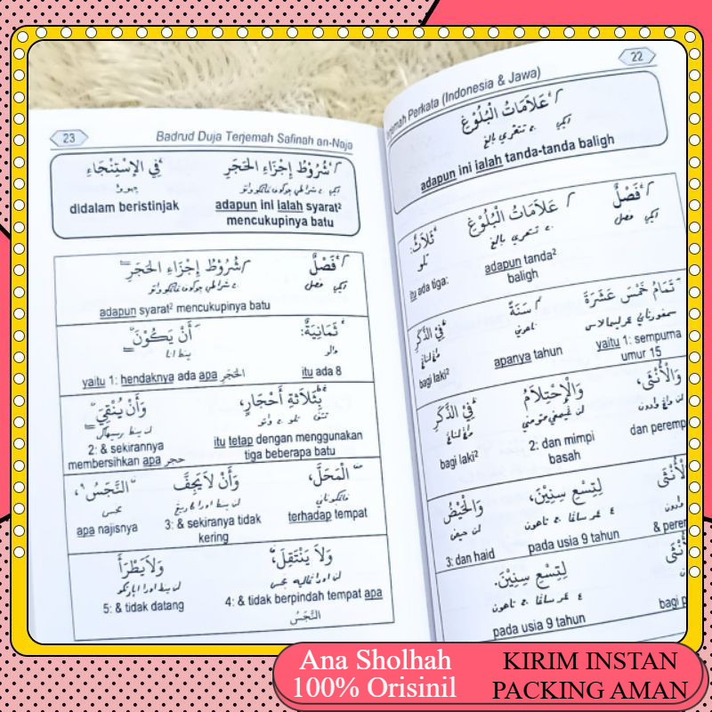 Kitab Safinatun Najah Perkata  Bahasa Indonesia Pegon Jawa Gandul Revisi BADRUD DUJA Penerbit Assunn