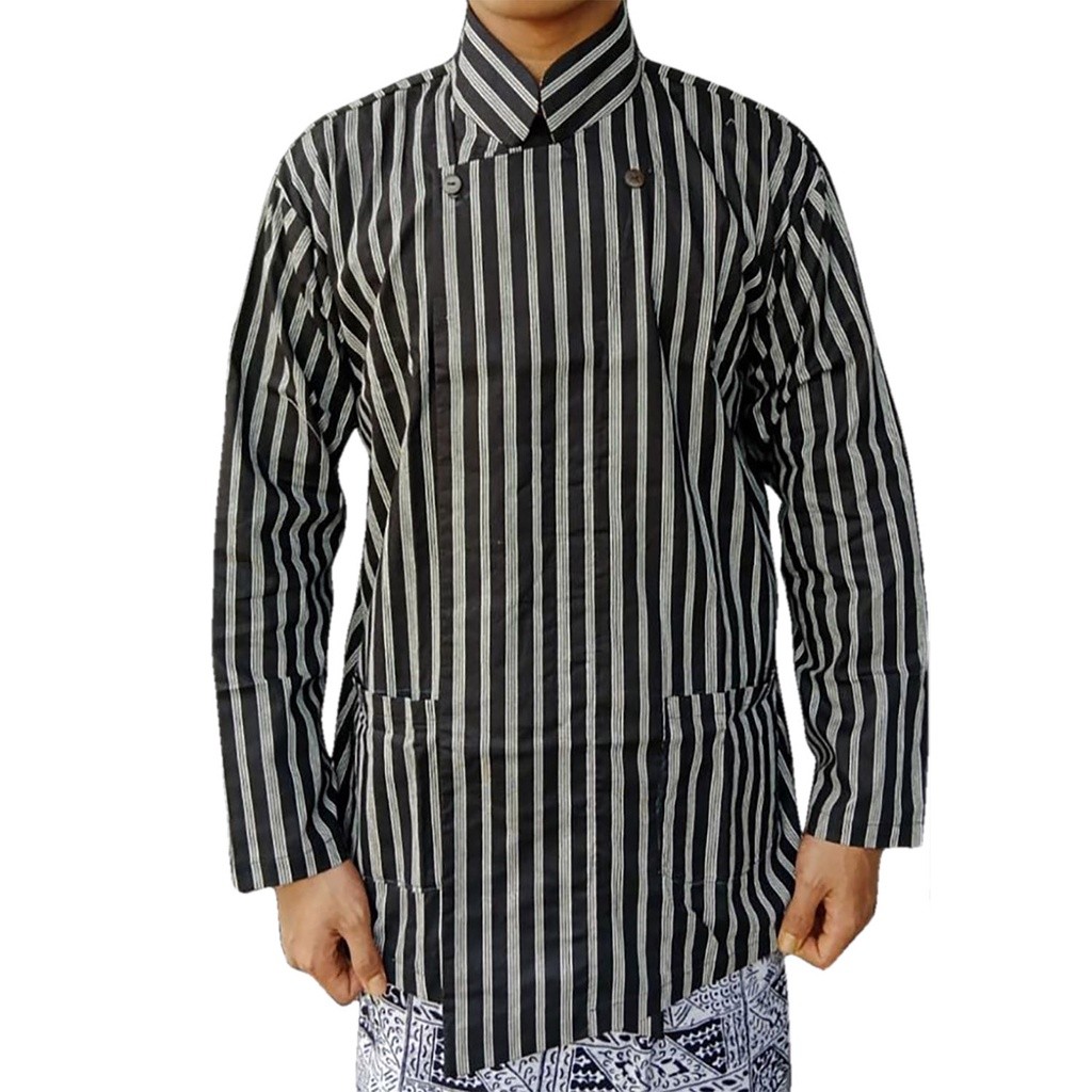 LURIK Baju Surjan Jawa Motif Lurik Jawa Khas Jogja Hitam Putih