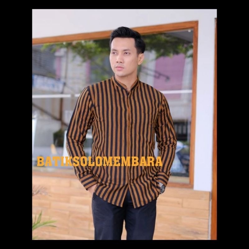 LURIK KEMEJA BATIK ATASAN BATIK PRIA BATIK LURIK KERAH KOKO LENGAN PANJANG BATIK SOLO lurik pedan or
