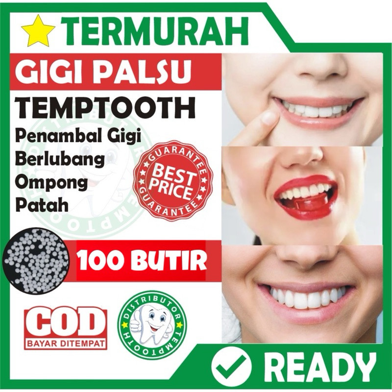 [ PAKET ISI 100 BUTIR ] -Original BUTIR Penampal Gigi sementara temptooth BUAT GIGI PALSU SENDIRI GI