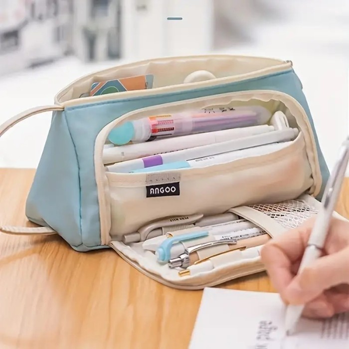 

Tempat Pensil Multi Layer Pencil Case Pouch Stationery - KV23 - Merah Muda