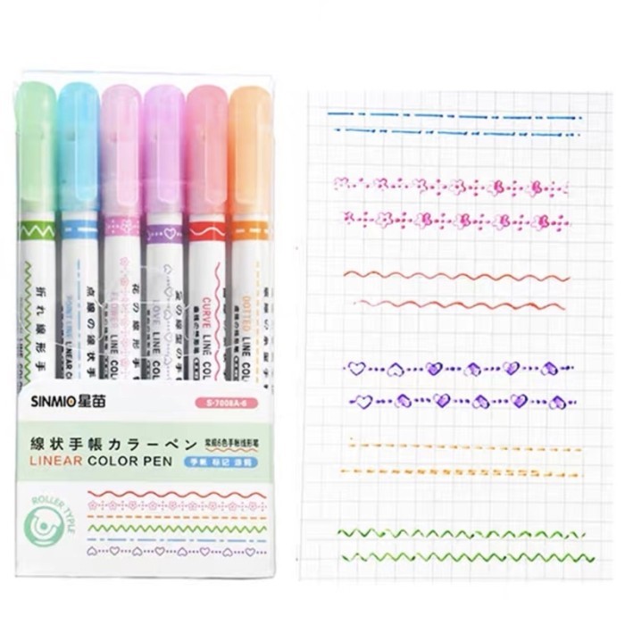 

Line Marker spidol garis warna bentuk hati Line color pen - Type A