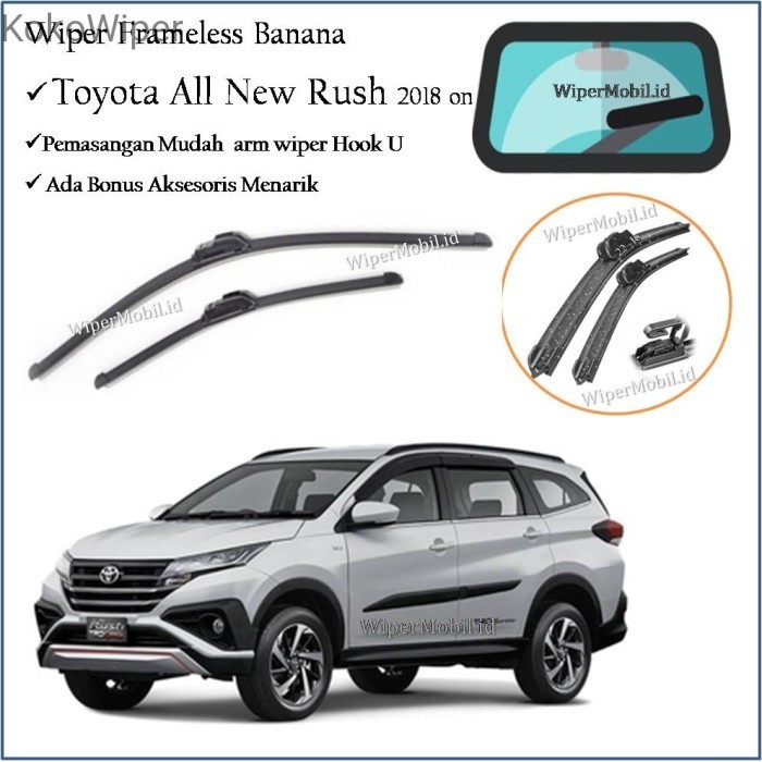 Kokowiper Wiper Kaca Mobil Toyota All New Rush 2018 2019 2020 2021 2022 BANANA