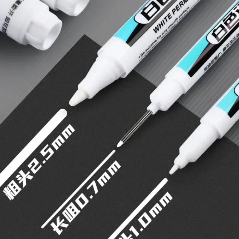 

0.7/1.0/2.5mm Waterproof White Marker Pen Paint Tread Environmental Pens Car Tire Painting Graffti Stationery School Supplies