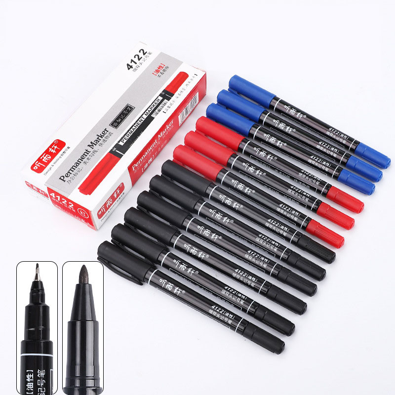 

High Quality Waterproof Permanent Dual Tip 0.5/1.0 Mm Nib Black Blue Red Art Marker Pens Student School Office Stationery