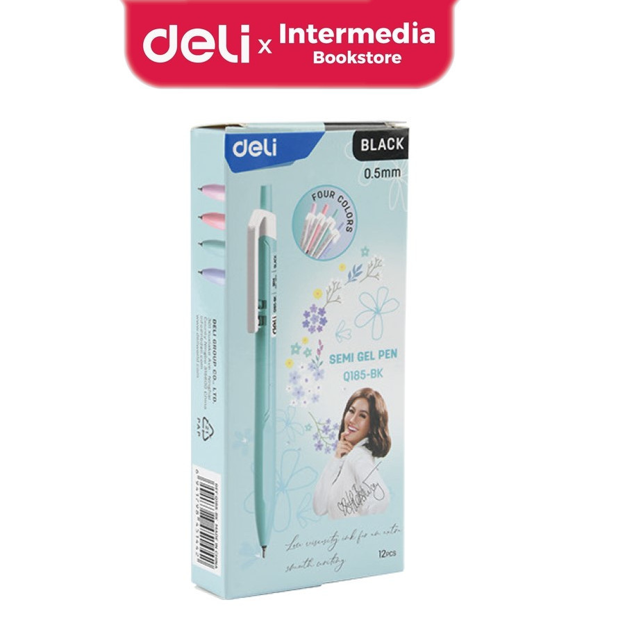 

Deli CQ185-BK Semi Gel pen / Pulpen Gel 0.5mm Warna Hitam Retracable Desain Unik