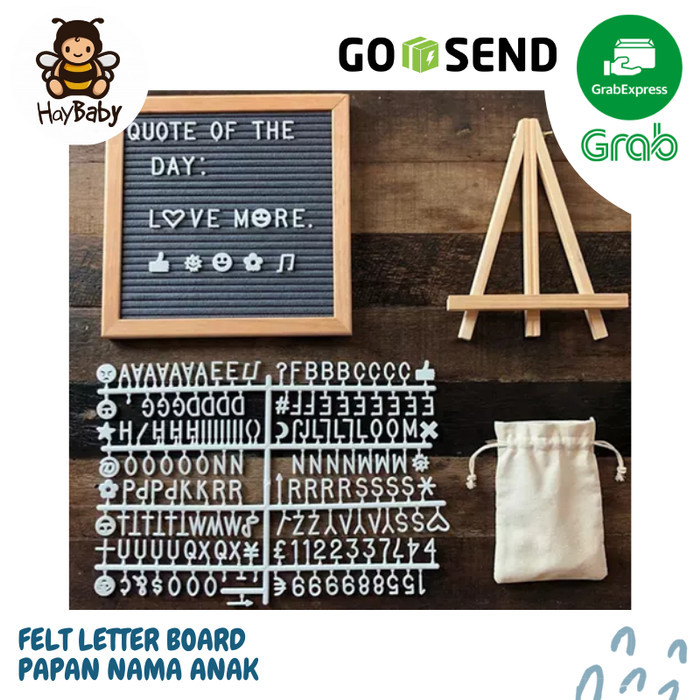 

FELT LETTER BOARD Set Lengkap/papan Nama Bayi. READY STOCK - Abu-abu