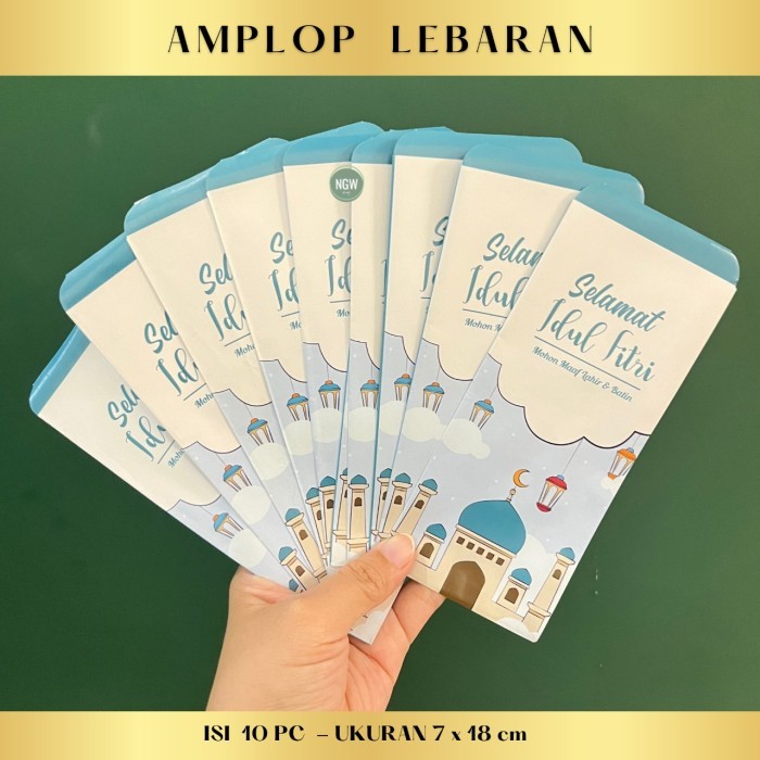 

Amplop angpao uang lebaran idul fitri ramadhan 16 x 7 cm isi 10 pc - Biru HUD