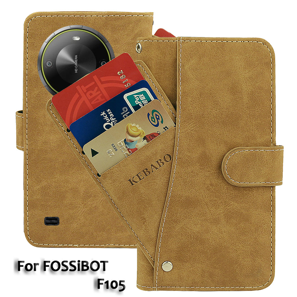 

Vintage Leather Wallet FOSSiBOT F105 Case 6.75" Flip Luxury Card Slots Cover Magnet Phone Protective Cases Bags