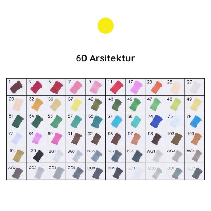 

[New] Touchfive Touchnew Marker Spidol 60 80 Colors Twin Markers Animasi - 60 Arsitek, Hitam