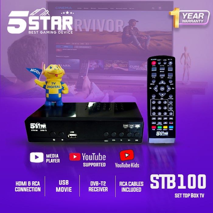 SETBOX DVB T2 5STAR STB100 TV ANALOG TO TV DIGITAL