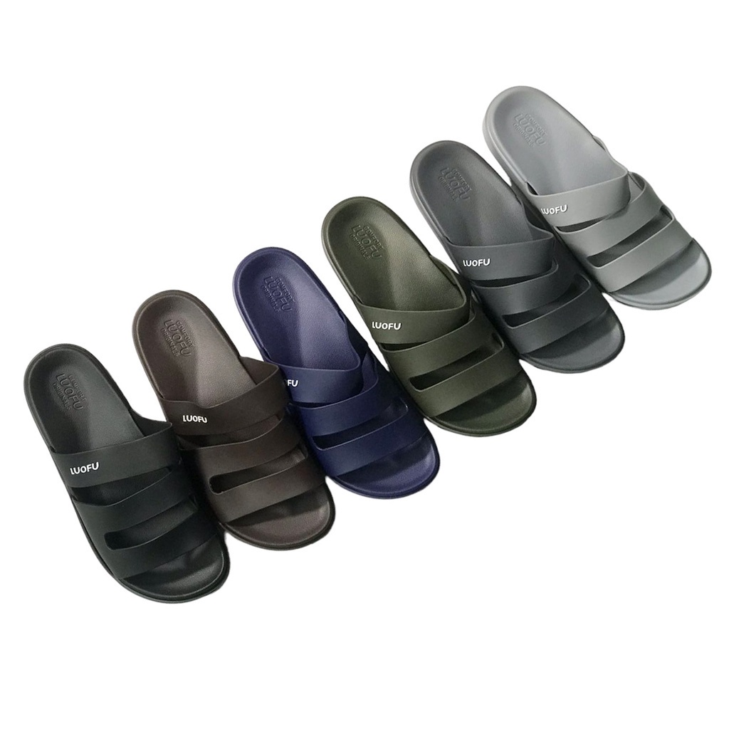 (Gratis Ongkir) LUOFU Sendal Kokop Jelly Karet Eva Pria Ban Tiga E6222-E01 [k01] [ SANDAL LUOFU ORIG