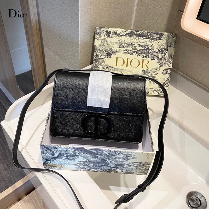 (Original) Dior  Camp New Montaigne Bag Black Retro Print Pattern Women's Fashion Small Square Bag