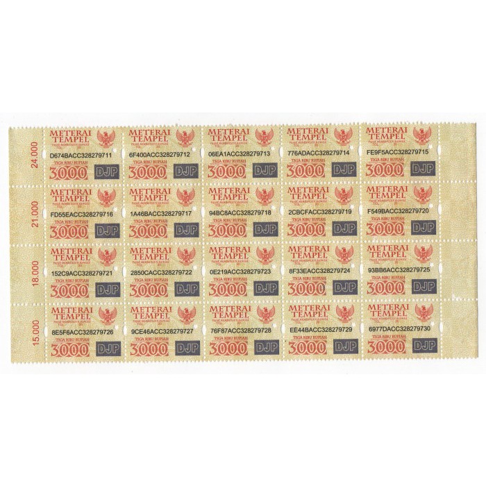 

Mterai Tempel 3000 Tiga Ribu Rupiah DJP Tahun 2009-2015